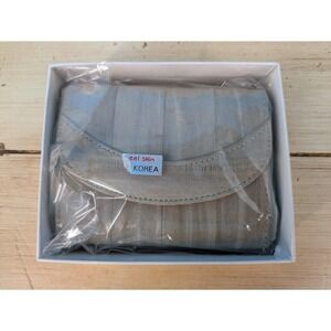 Lee Sands Genuine Eel Skin‎ Wallet Gray Blue Accordion Card Holder Korea Vintage